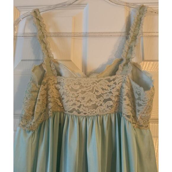 Vintage Olga Full Sweep Nightgown Mint Green Lace Front Size 36 - Picture 6 of 9